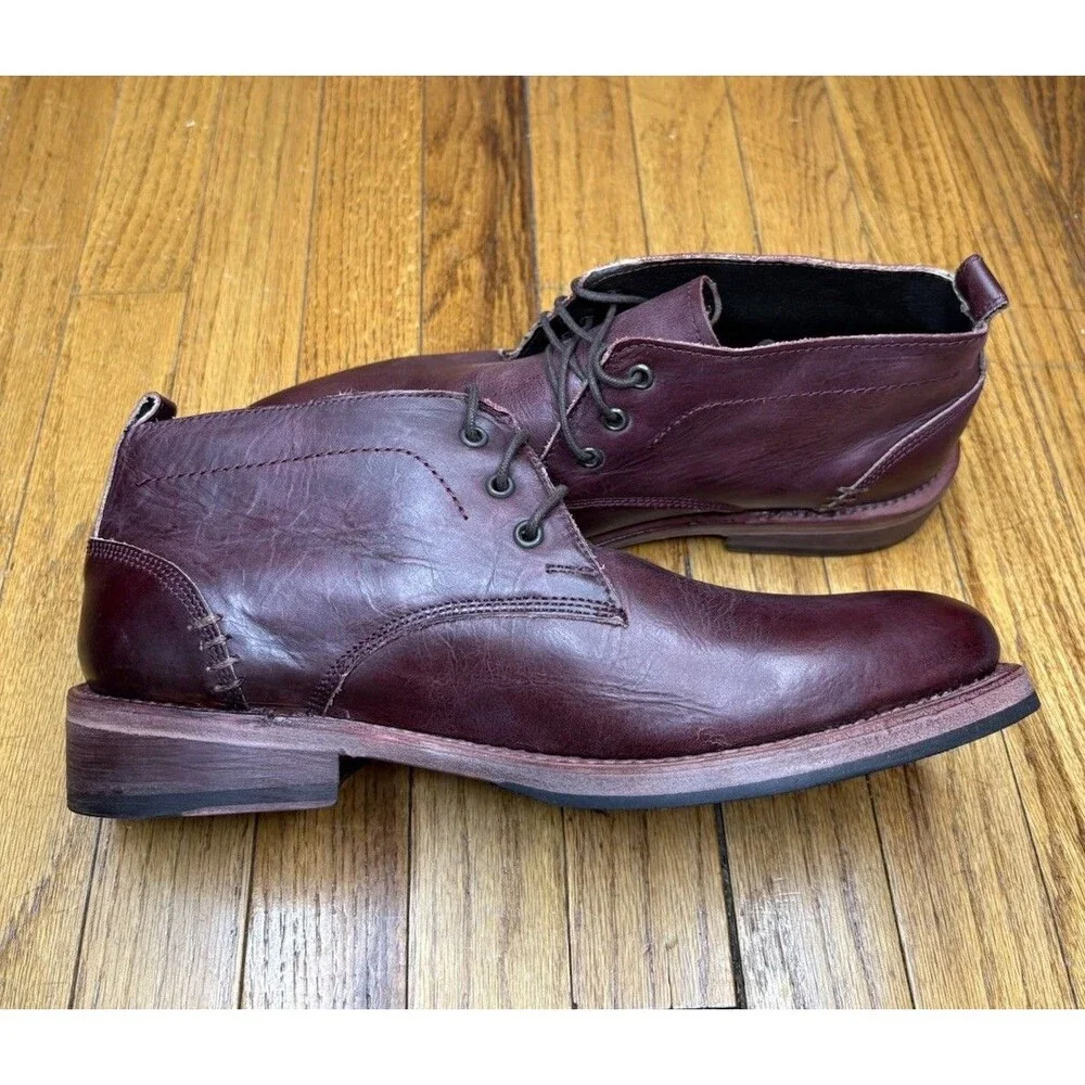 Freebird McCoy Burgundy Wine Leather Western Ankle Boots Men's Size 11 EUC Box